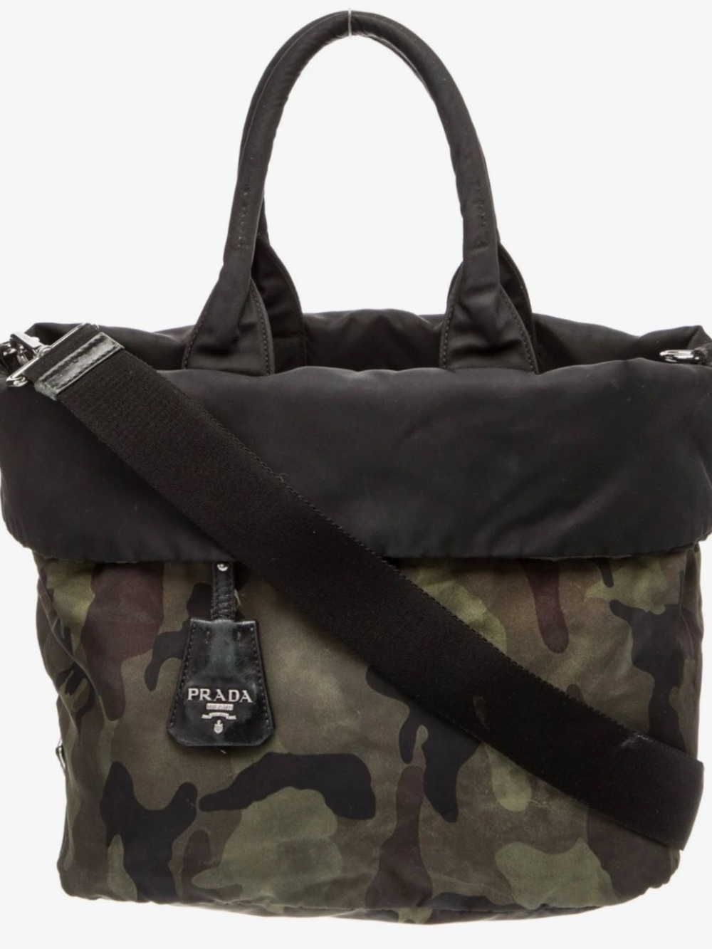 Prada Green Camo Nylon Duffel with Black Trim